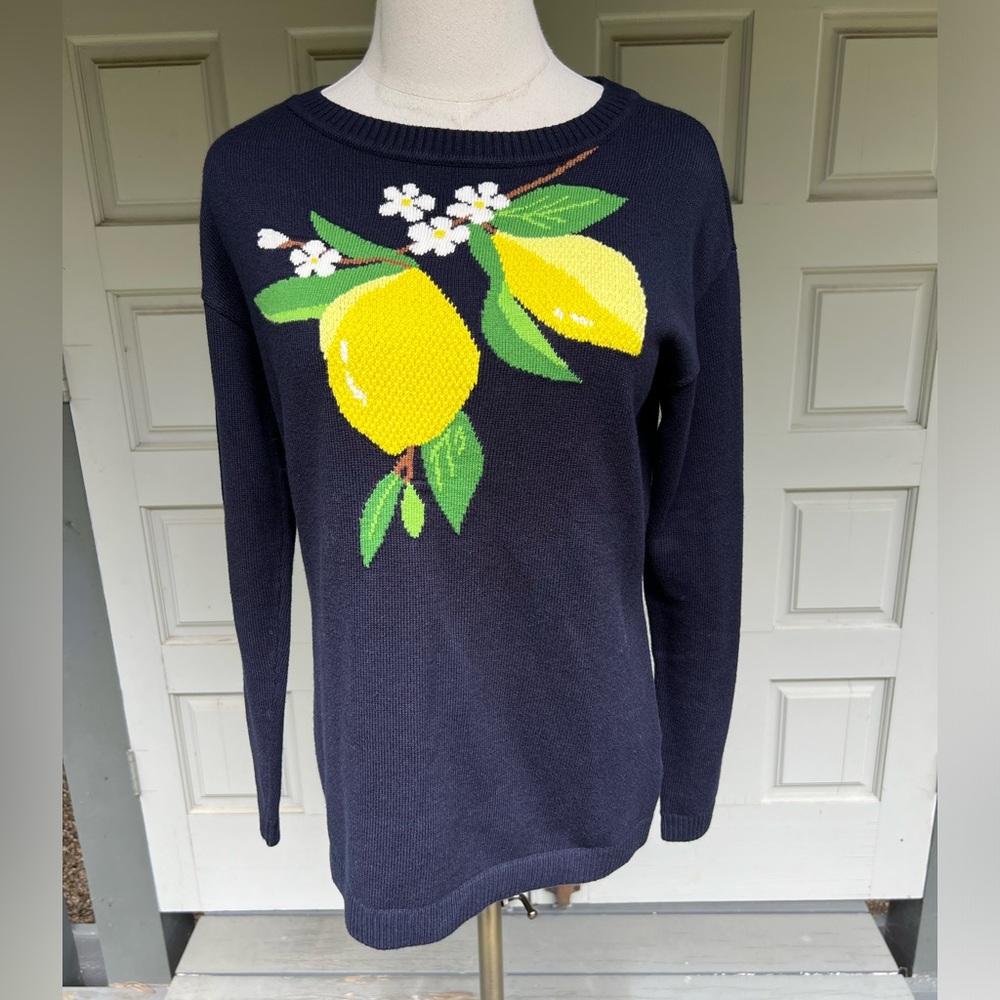 Talbots Lemon 🍋 Floral Crew Neck Sweater